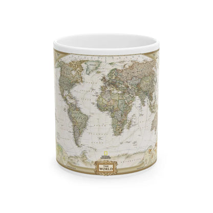 World Map - Political Antique (2007) (Map) White Coffee Mug-11oz-Go Mug Yourself