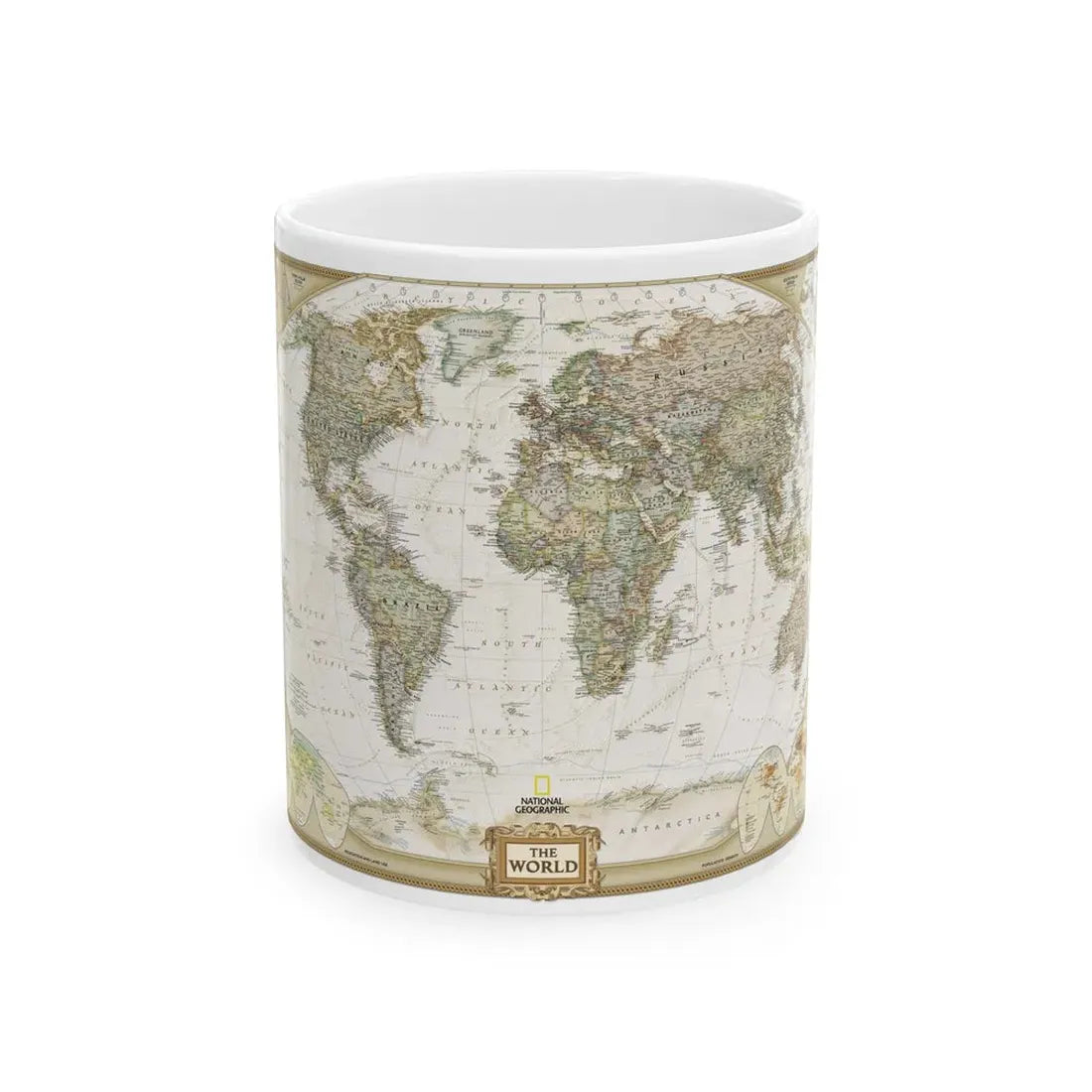 World Map - Political Antique (2007) (Map) White Coffee Mug 11oz - Go Mug Yourself