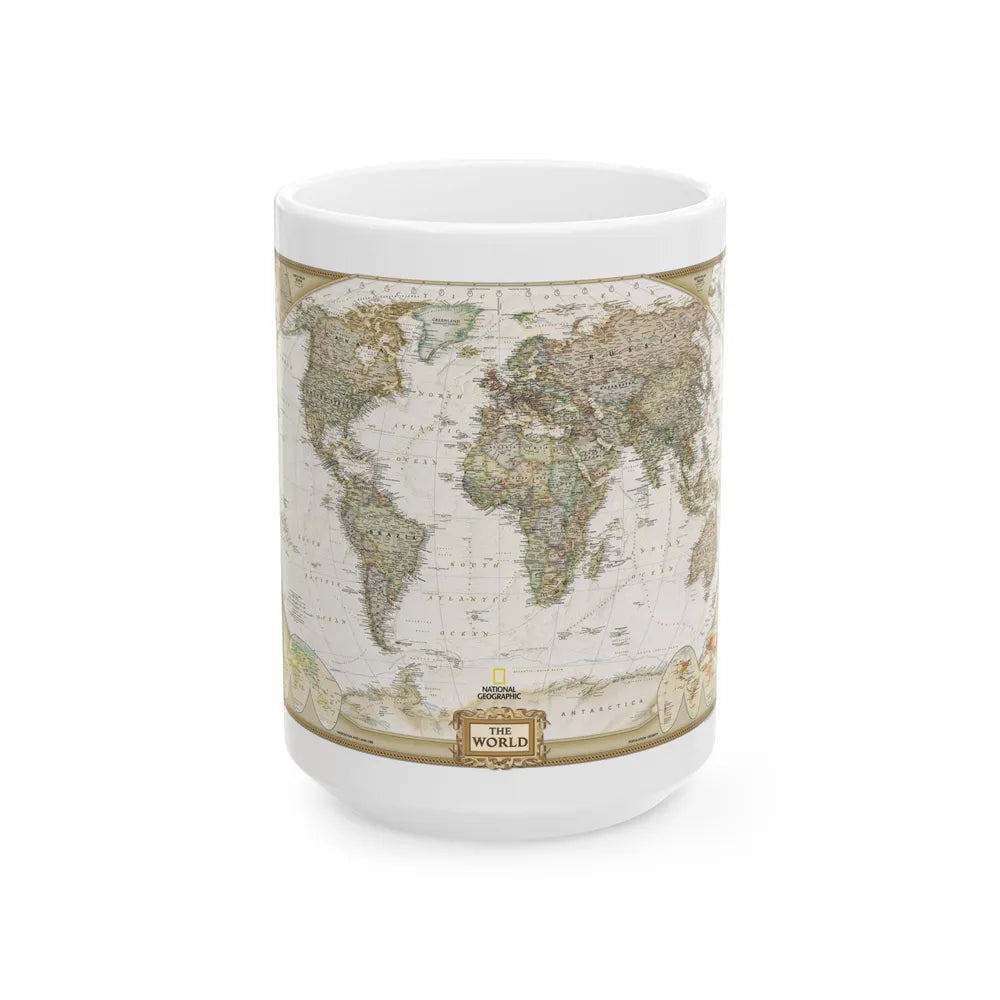 World Map - Political Antique (2007) (Map) White Coffee Mug-15oz-Go Mug Yourself