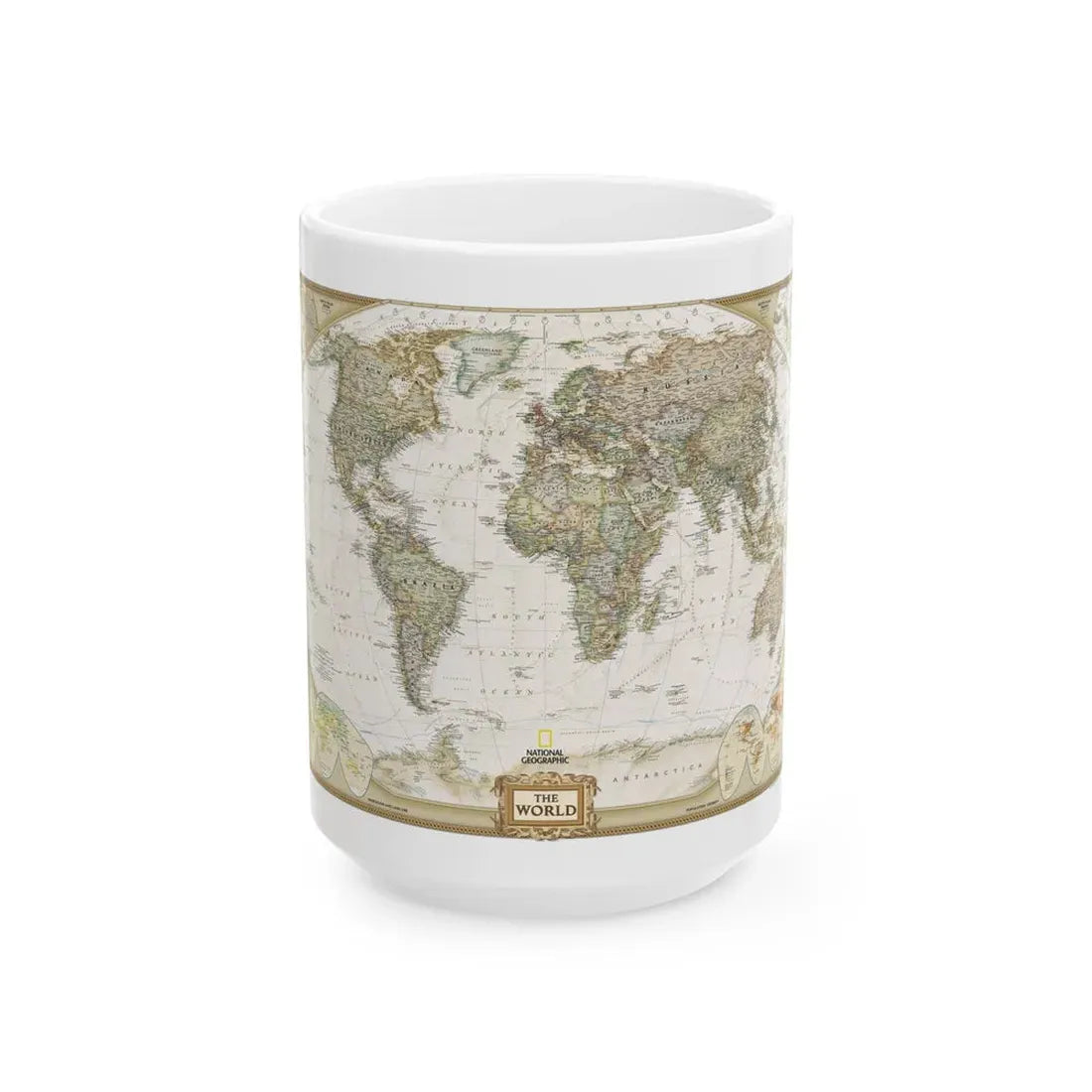 World Map - Political Antique (2007) (Map) White Coffee Mug 15oz - Go Mug Yourself