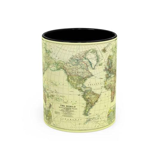World Map - Political Divisions (1922) (Map) Accent Coffee Mug 11oz Black - Go Mug Yourself