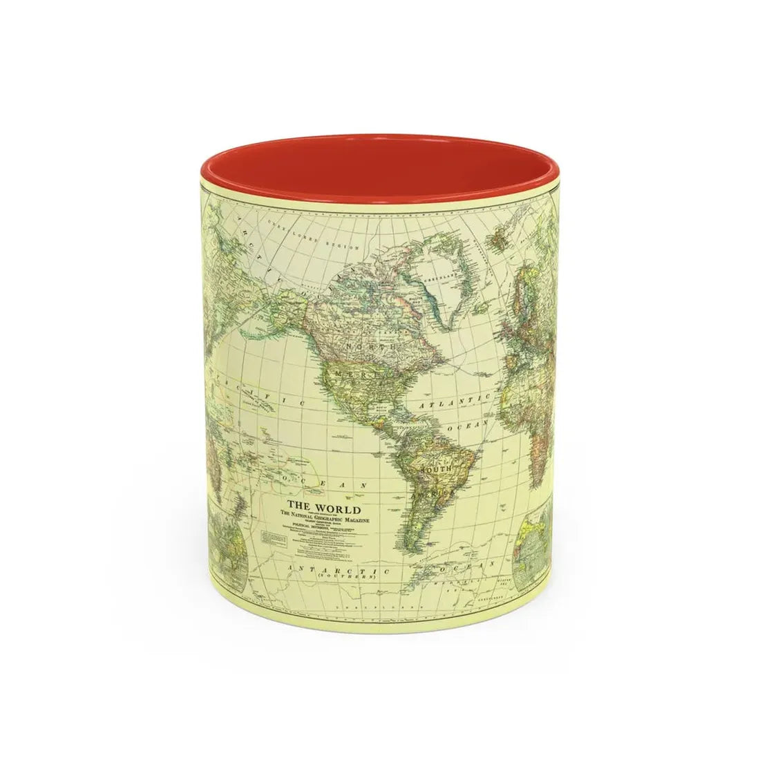 World Map - Political Divisions (1922) (Map) Accent Coffee Mug 11oz Red - Go Mug Yourself
