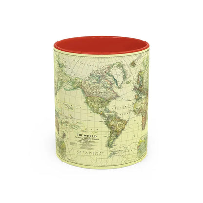 World Map - Political Divisions (1922) (Map) Accent Coffee Mug 11oz Red - Go Mug Yourself