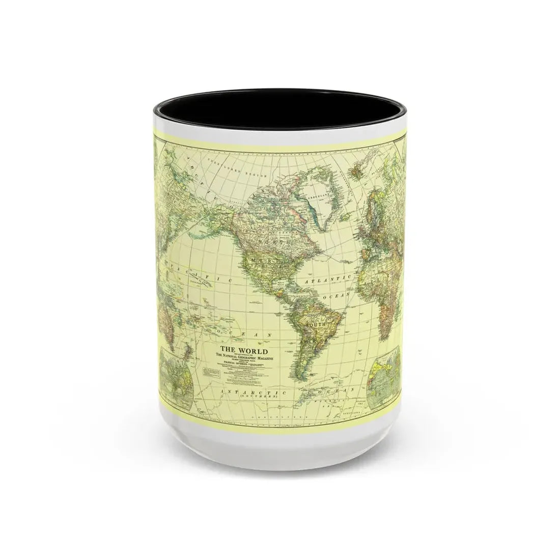 World Map - Political Divisions (1922) (Map) Accent Coffee Mug 15oz Black - Go Mug Yourself