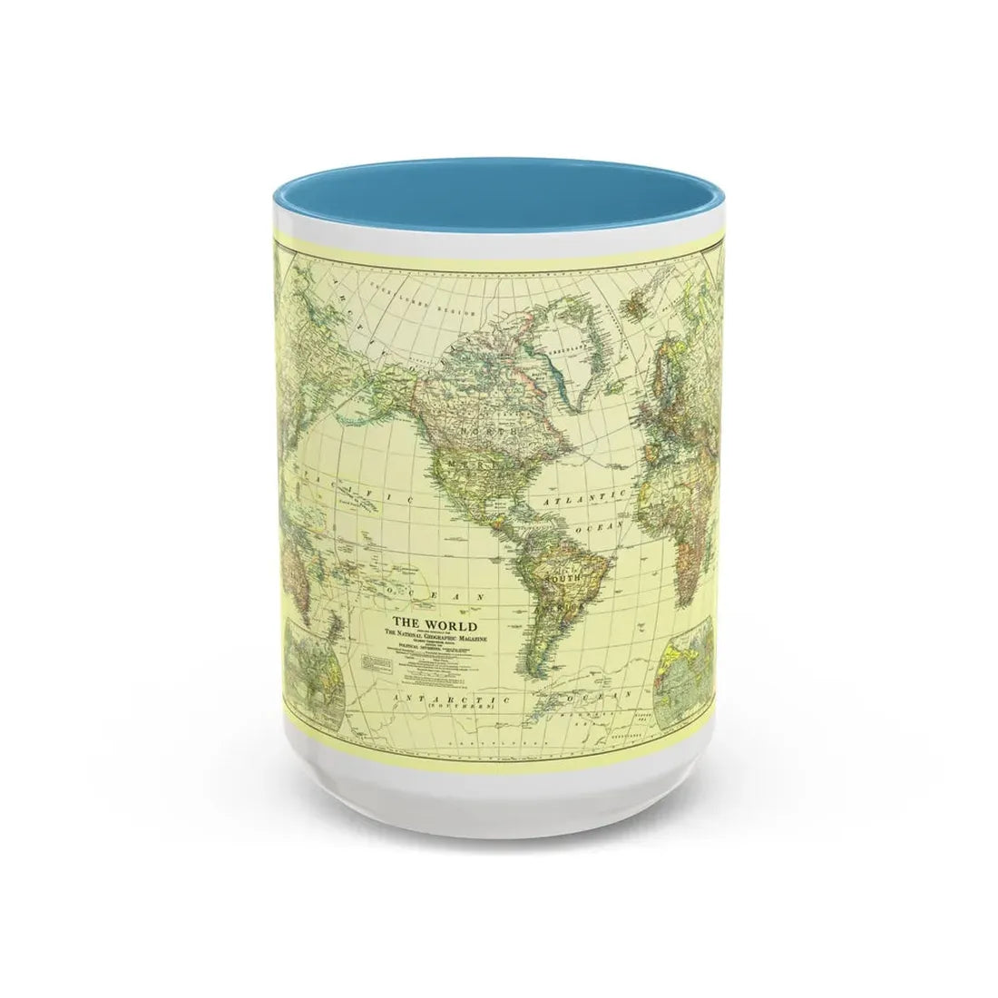 World Map - Political Divisions (1922) (Map) Accent Coffee Mug 15oz Light Blue - Go Mug Yourself