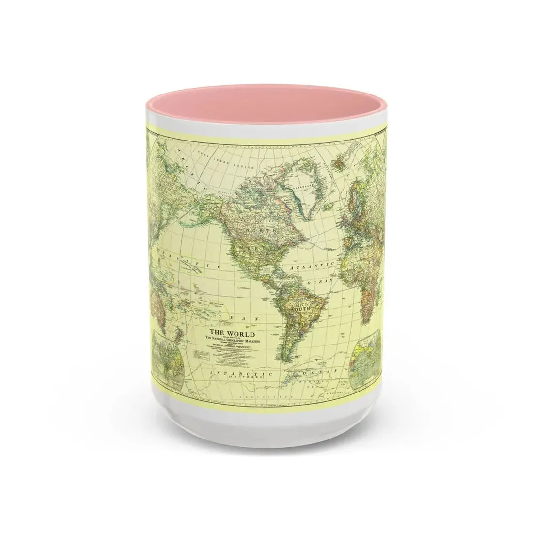 World Map - Political Divisions (1922) (Map) Accent Coffee Mug 15oz Pink - Go Mug Yourself