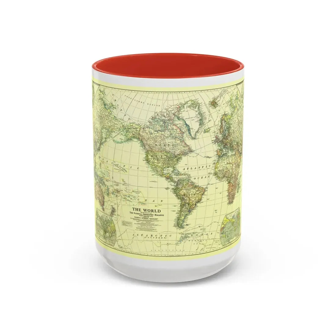 World Map - Political Divisions (1922) (Map) Accent Coffee Mug 15oz Red - Go Mug Yourself