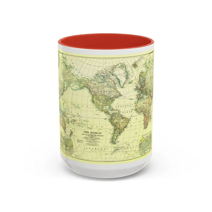 World Map - Political Divisions (1922) (Map) Accent Coffee Mug 15oz Red - Go Mug Yourself
