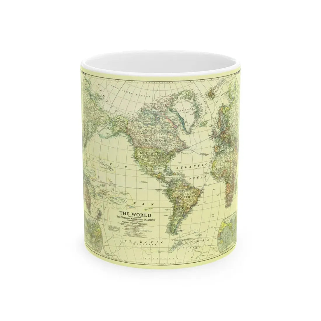World Map - Political Divisions (1922) (Map) White Coffee Mug 11oz - Go Mug Yourself