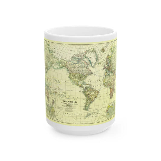 World Map - Political Divisions (1922) (Map) White Coffee Mug-15oz-Go Mug Yourself