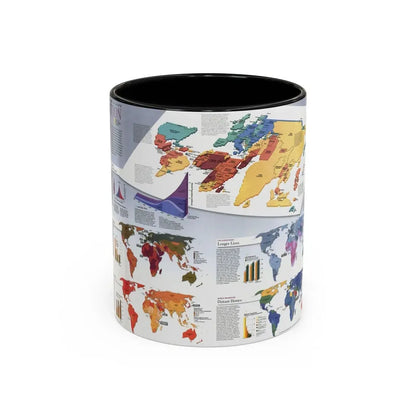 World Map - Population (1998) (Map) Accent Coffee Mug 11oz Black - Go Mug Yourself