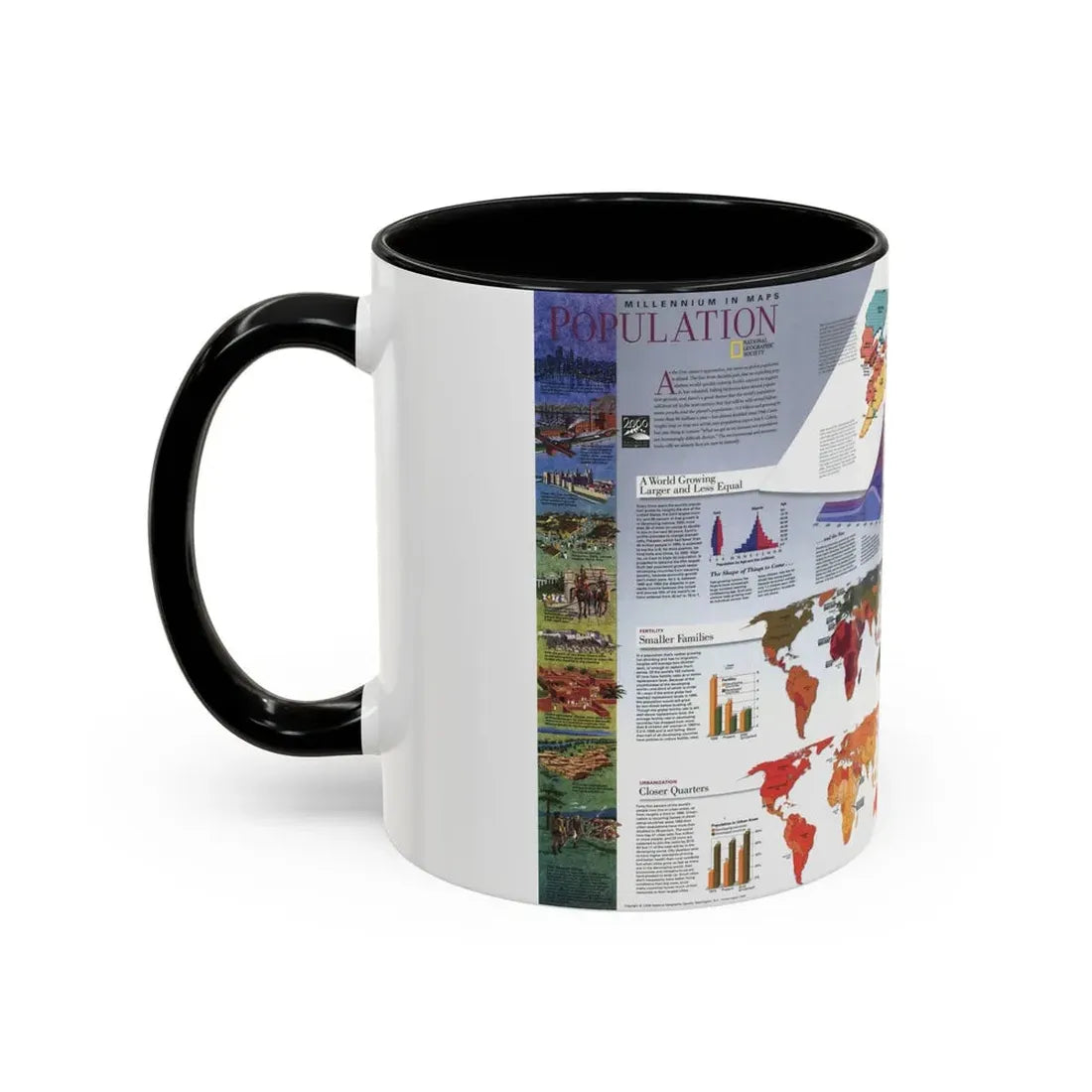 World Map - Population (1998) (Map) Accent Coffee Mug - Go Mug Yourself