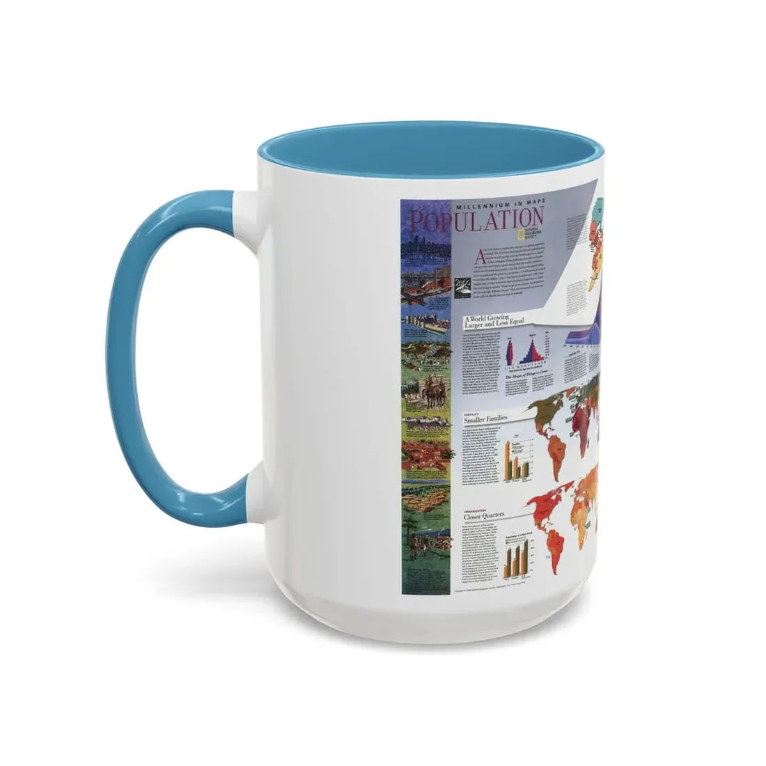 World Map - Population (1998) (Map) Accent Coffee Mug - Go Mug Yourself