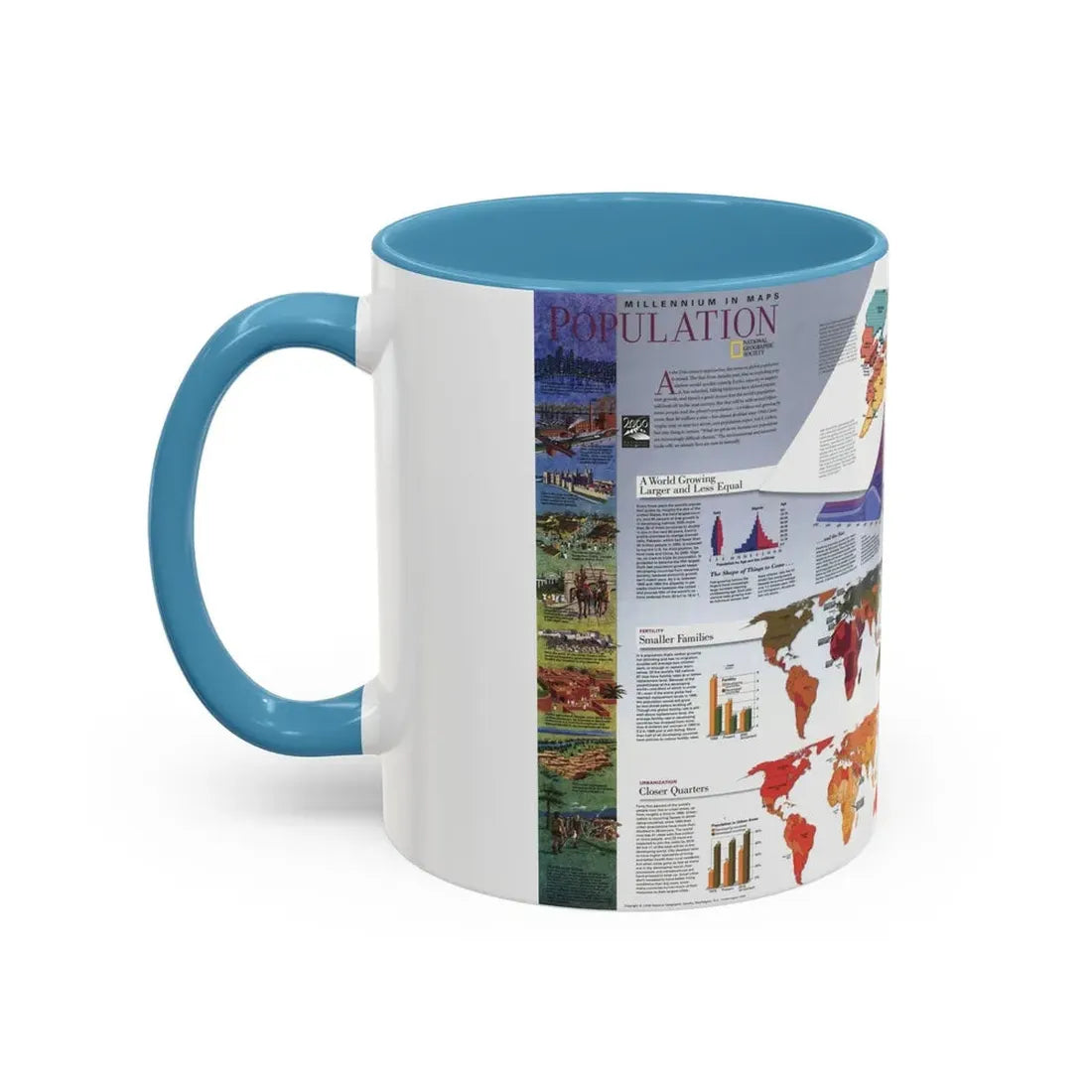 World Map - Population (1998) (Map) Accent Coffee Mug - Go Mug Yourself