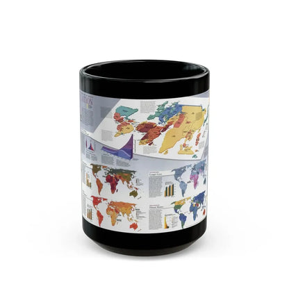 World Map - Population (1998) (Map) Black Coffee Mug 15oz - Go Mug Yourself