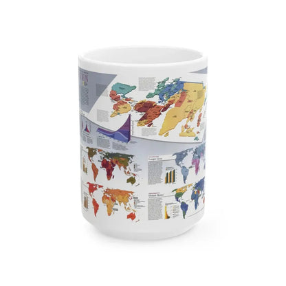 World Map - Population (1998) (Map) White Coffee Mug 15oz - Go Mug Yourself