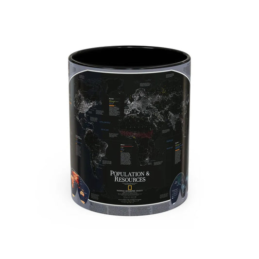 World Map - Population and Resources (1998) (Map) Accent Coffee Mug 11oz Black - Go Mug Yourself