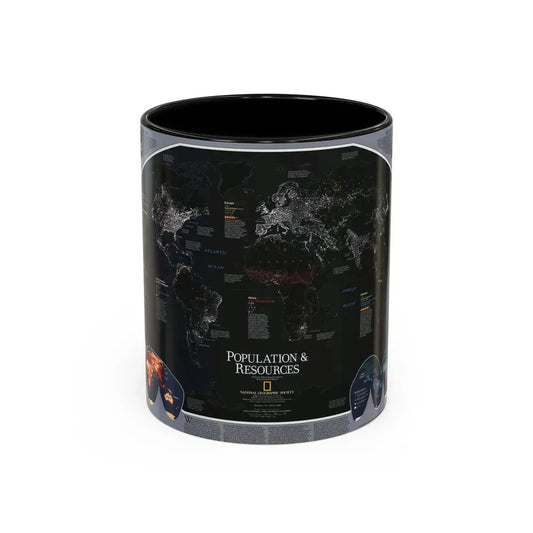World Map - Population and Resources (1998) (Map) Accent Coffee Mug 11oz Black - Go Mug Yourself