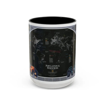 World Map - Population and Resources (1998) (Map) Accent Coffee Mug 15oz Black - Go Mug Yourself