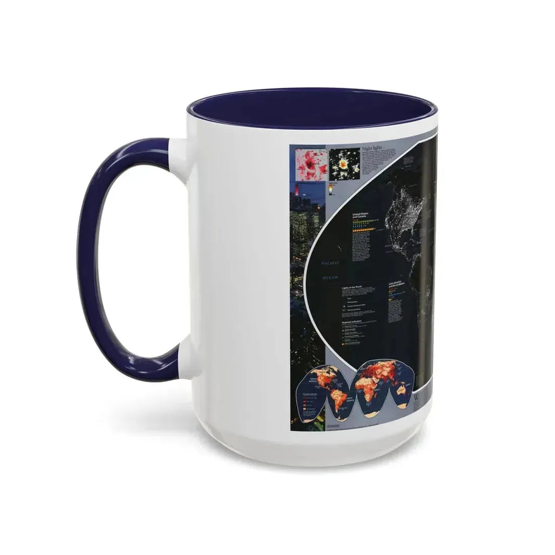 World Map - Population and Resources (1998) (Map) Accent Coffee Mug - Go Mug Yourself