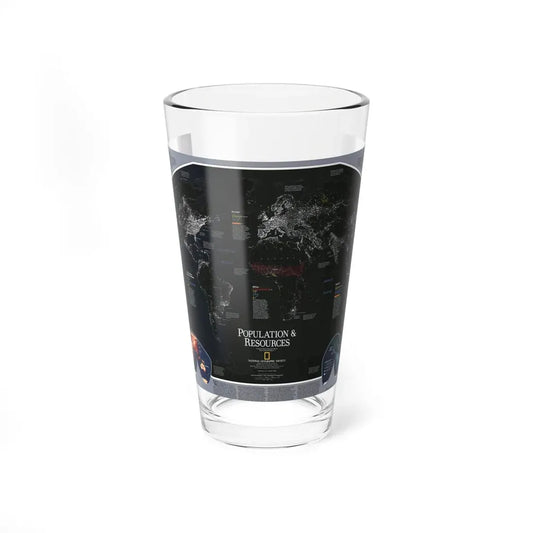 World Map - Population and Resources (1998) (Map) Pint Glass 16oz 16oz - Go Mug Yourself