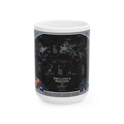 World Map - Population and Resources (1998) (Map) White Coffee Mug 15oz - Go Mug Yourself