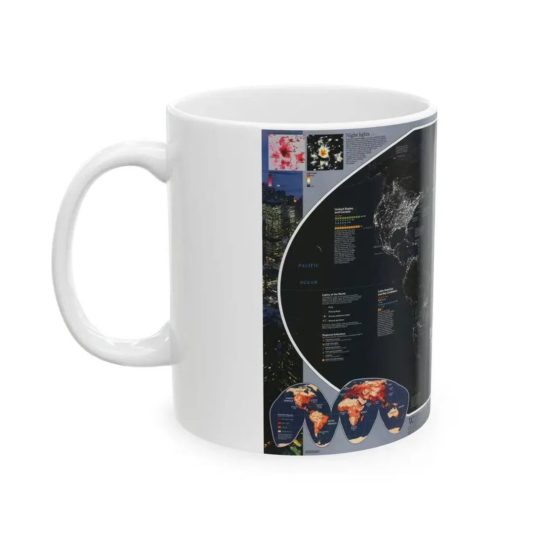 World Map - Population and Resources (1998) (Map) White Coffee Mug - Go Mug Yourself