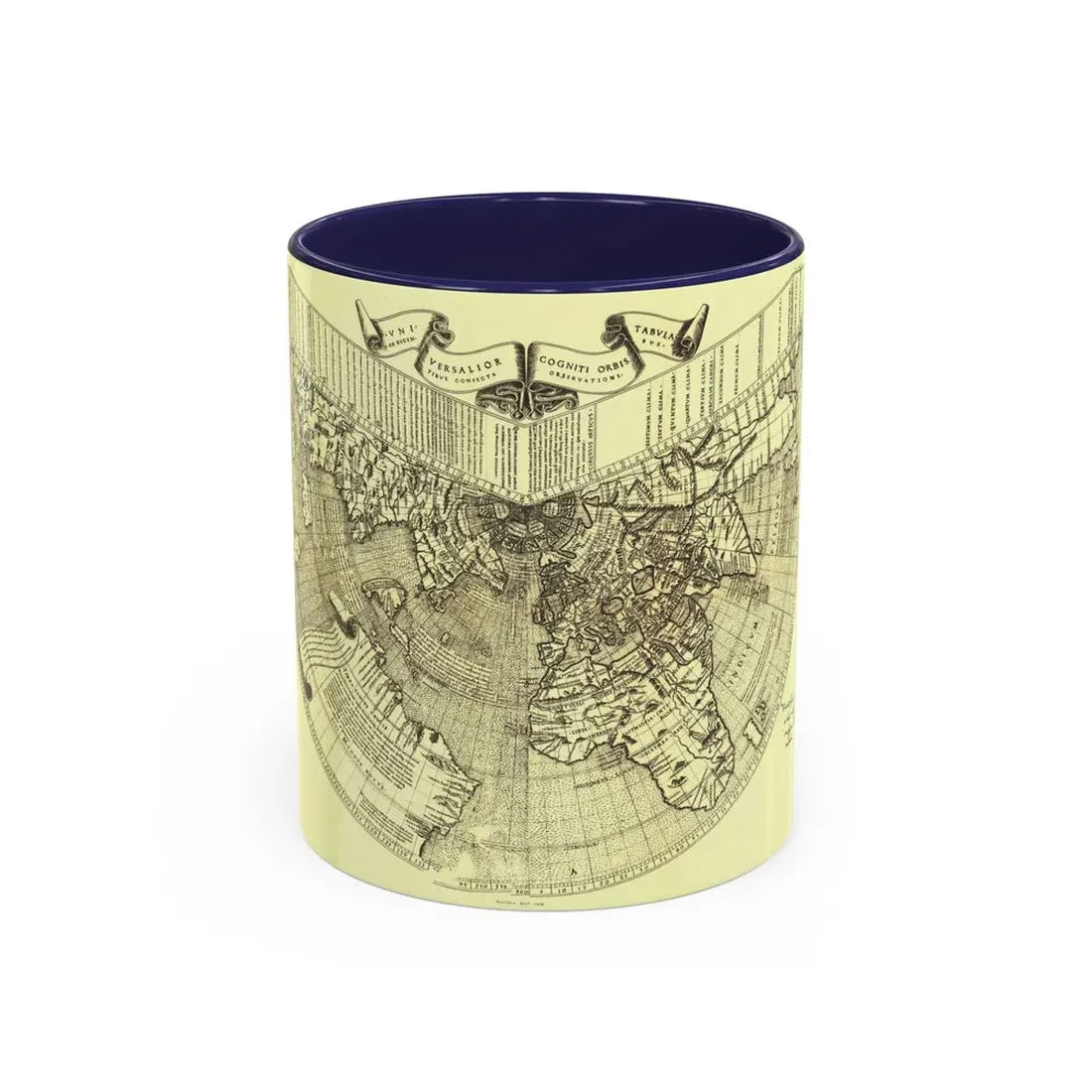 World Map - Ruysch (1508) (Map) Accent Coffee Mug 11oz Navy - Go Mug Yourself