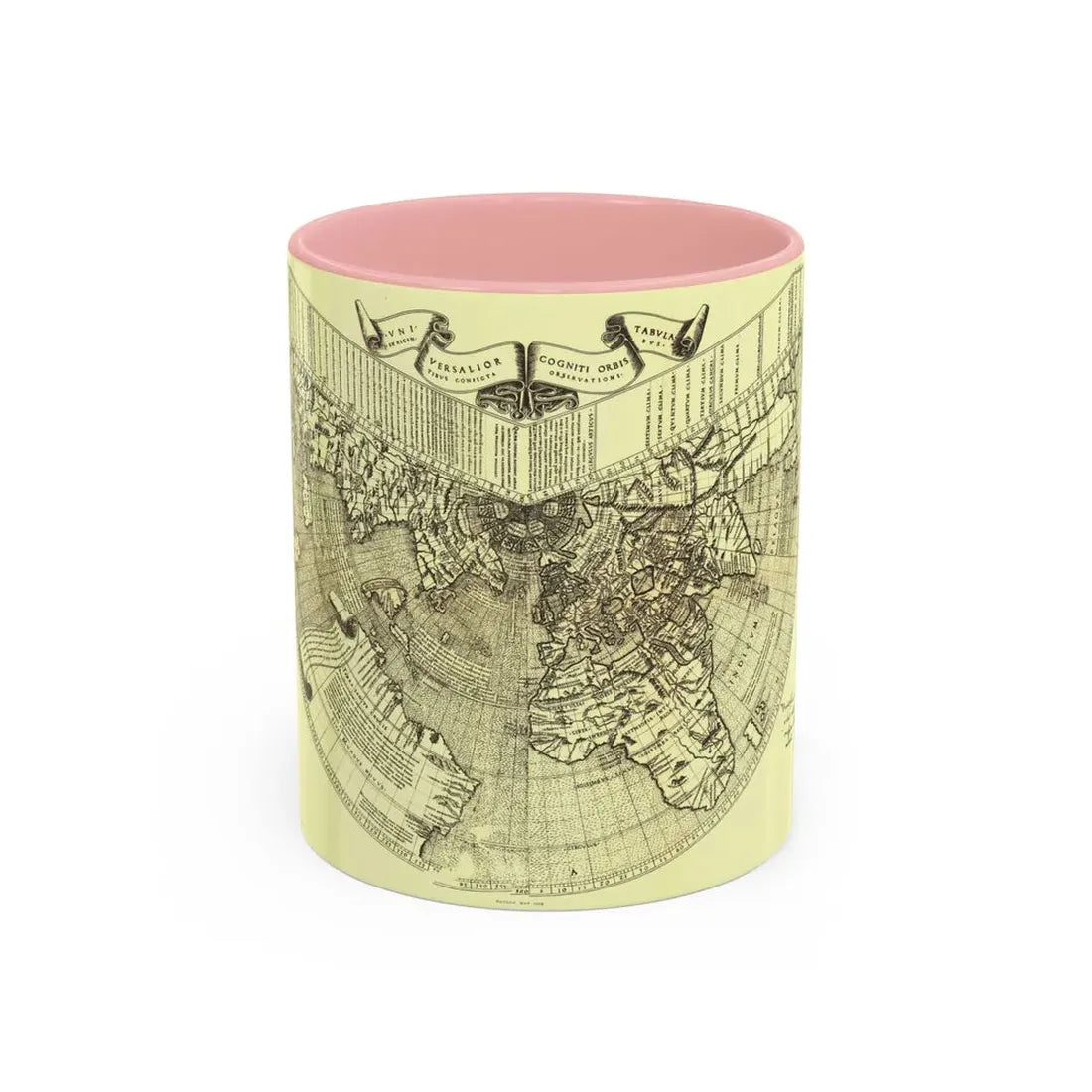 World Map - Ruysch (1508) (Map) Accent Coffee Mug 11oz Pink - Go Mug Yourself