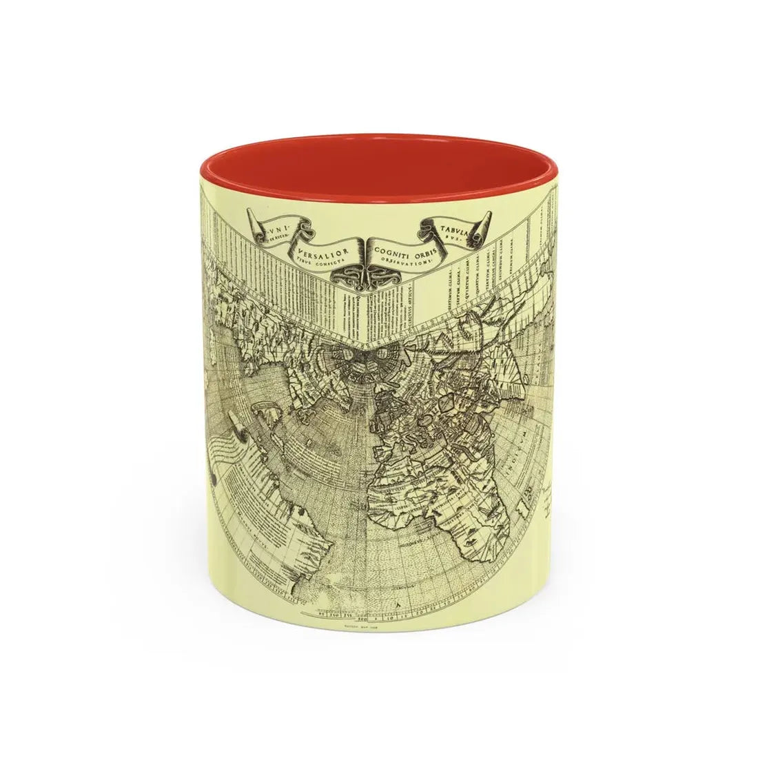 World Map - Ruysch (1508) (Map) Accent Coffee Mug 11oz Red - Go Mug Yourself