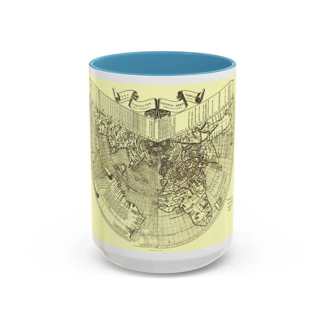 World Map - Ruysch (1508) (Map) Accent Coffee Mug 15oz Light Blue - Go Mug Yourself