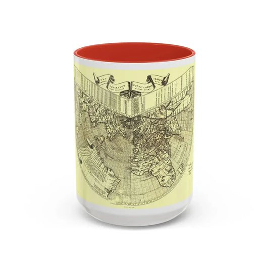 World Map - Ruysch (1508) (Map) Accent Coffee Mug 15oz Red - Go Mug Yourself