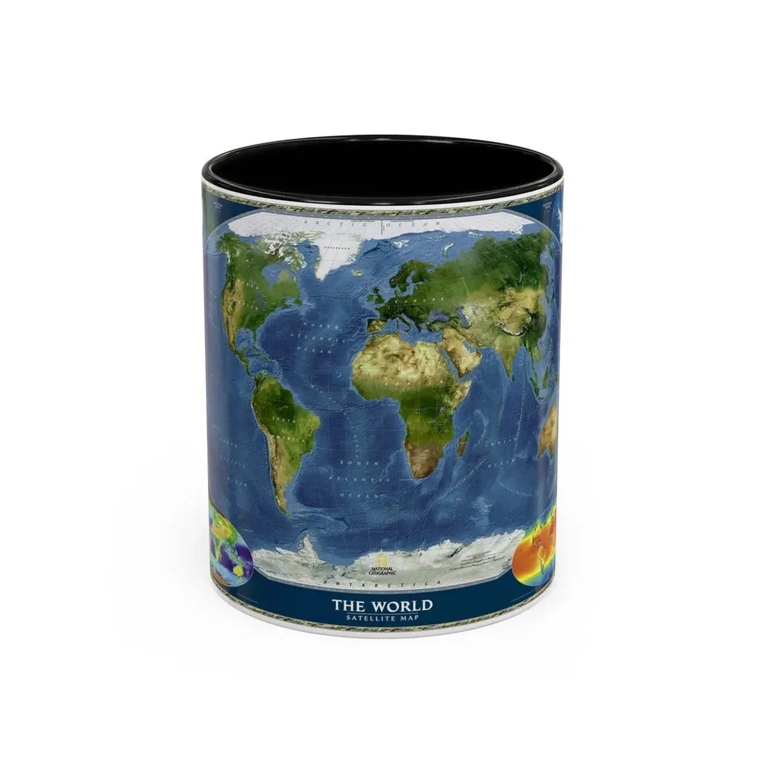 World Map - Satellite (2001) (Map) Accent Coffee Mug 11oz Black - Go Mug Yourself