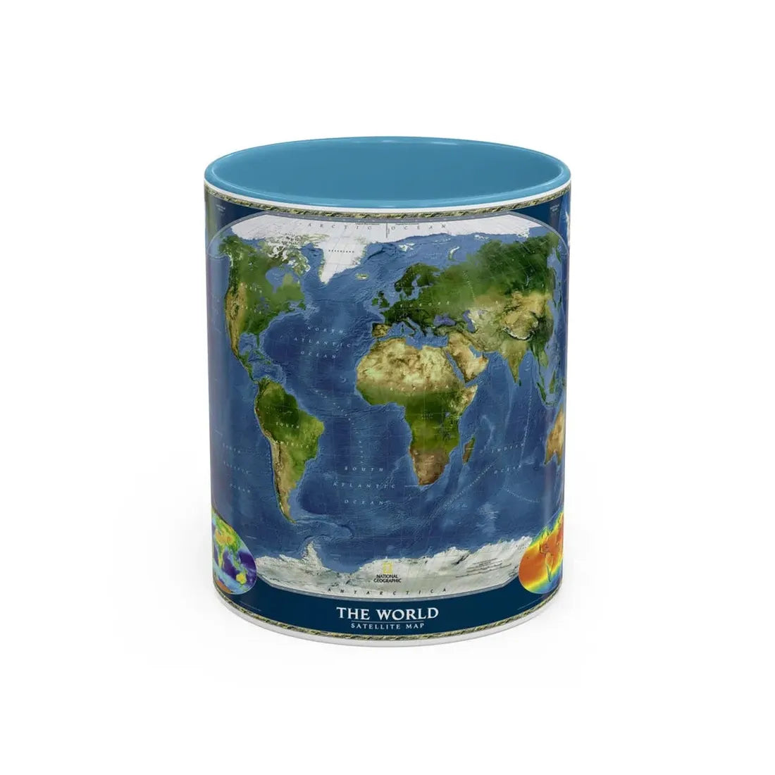 World Map - Satellite (2001) (Map) Accent Coffee Mug 11oz Light Blue - Go Mug Yourself