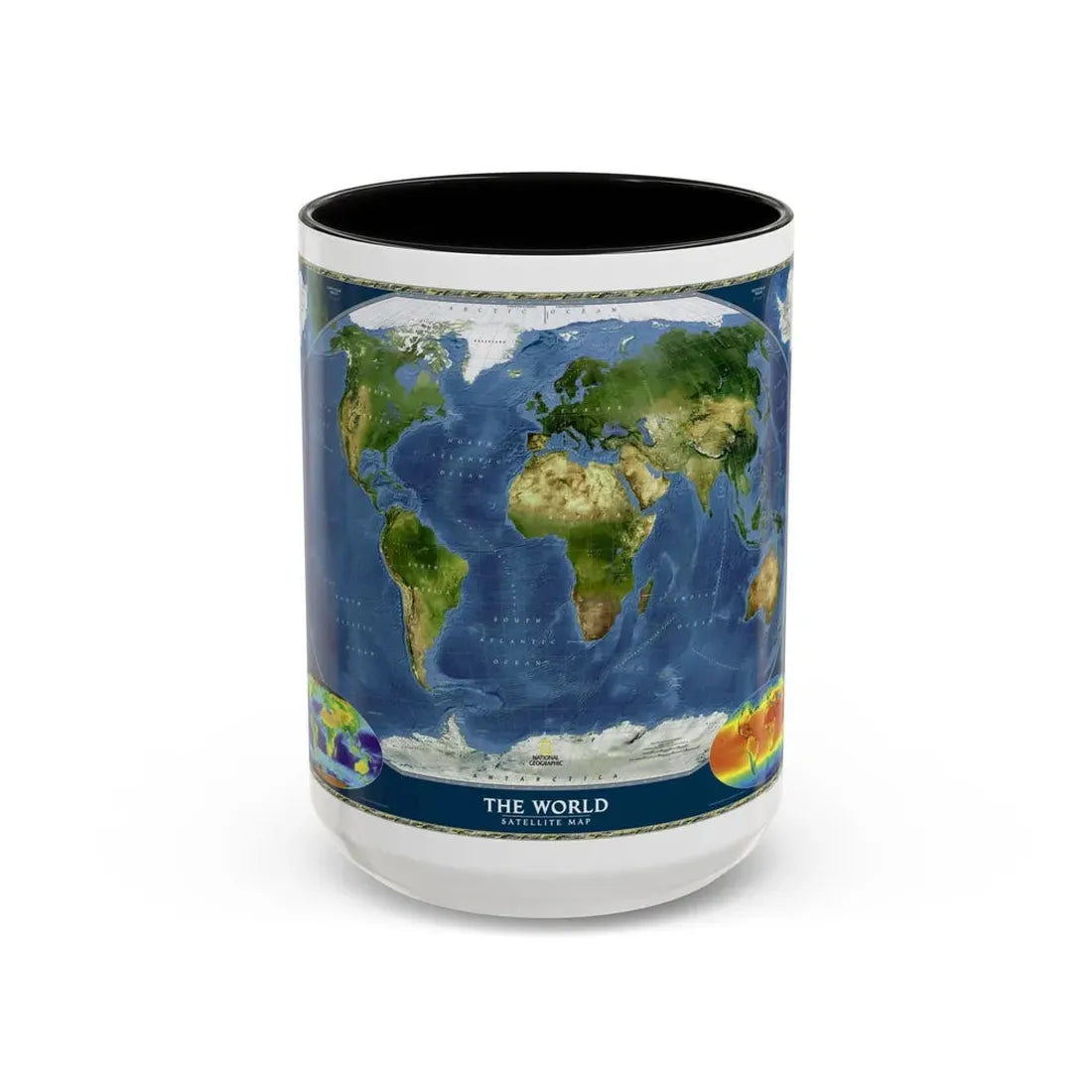 World Map - Satellite (2001) (Map) Accent Coffee Mug 15oz Black - Go Mug Yourself