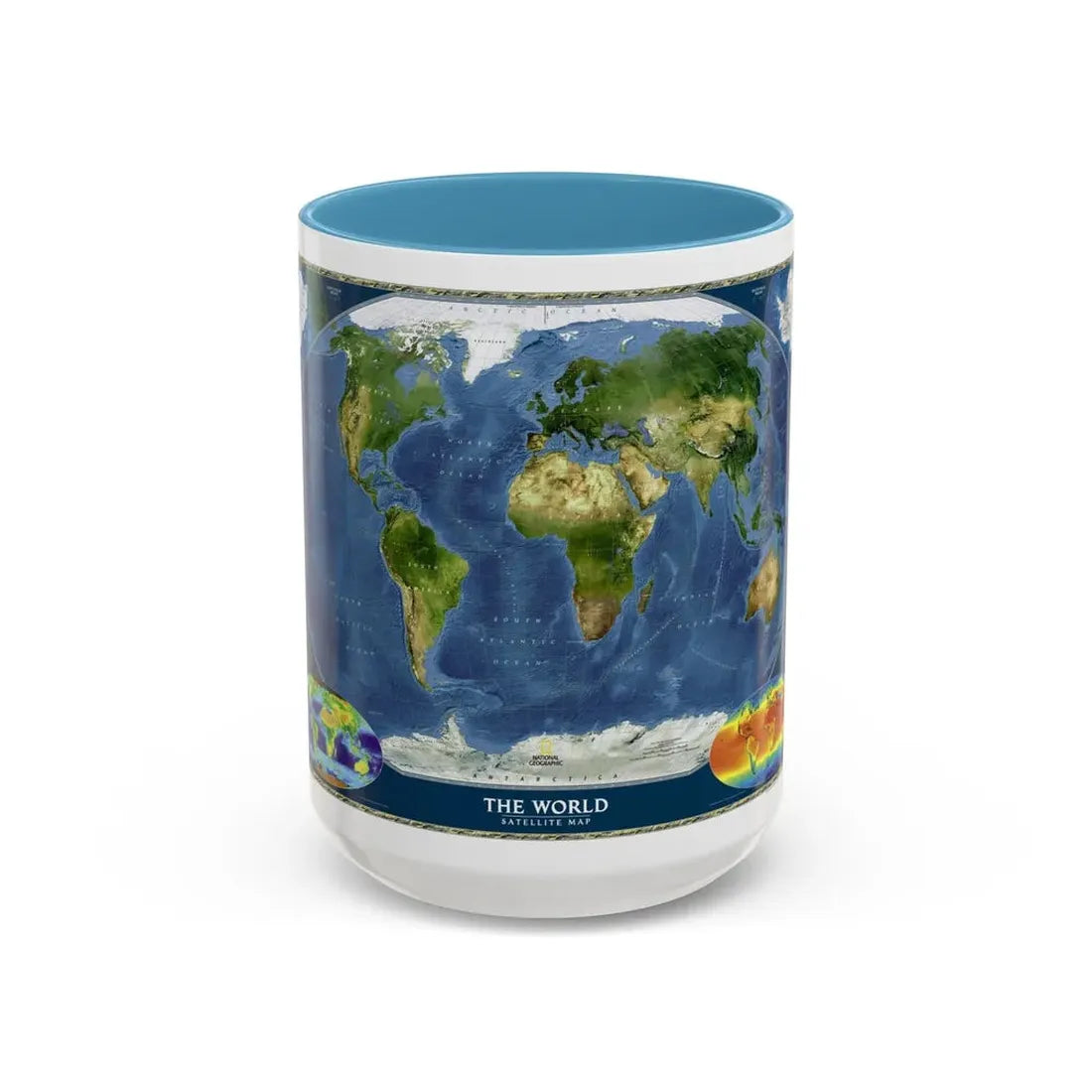 World Map - Satellite (2001) (Map) Accent Coffee Mug 15oz Light Blue - Go Mug Yourself