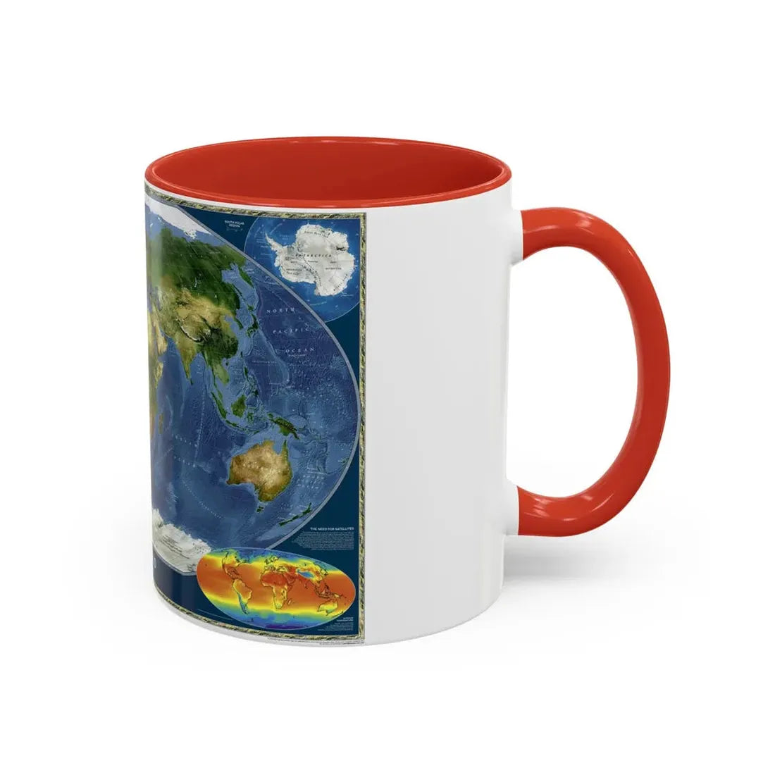 World Map - Satellite (2001) (Map) Accent Coffee Mug - Go Mug Yourself