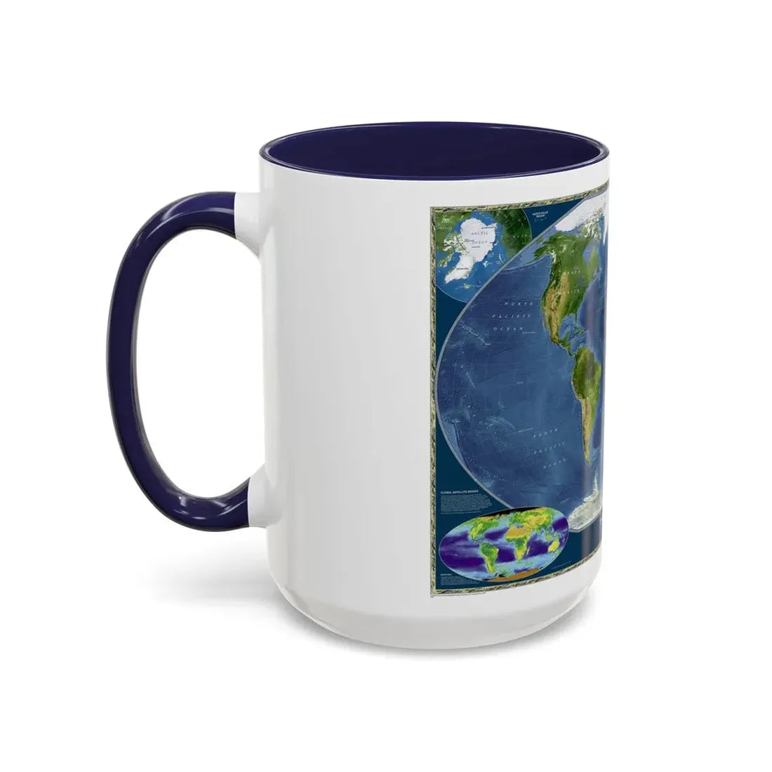 World Map - Satellite (2001) (Map) Accent Coffee Mug - Go Mug Yourself