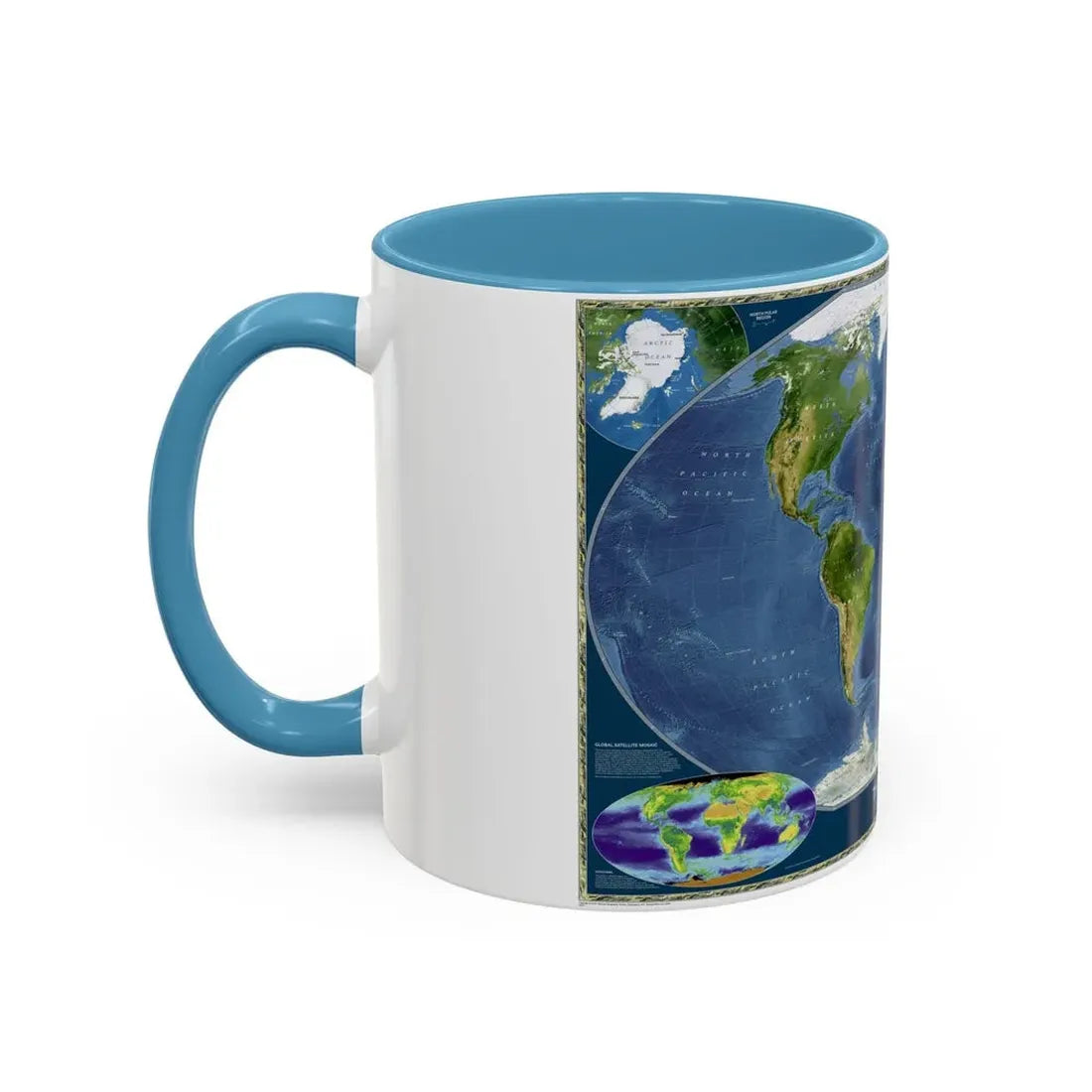 World Map - Satellite (2001) (Map) Accent Coffee Mug - Go Mug Yourself