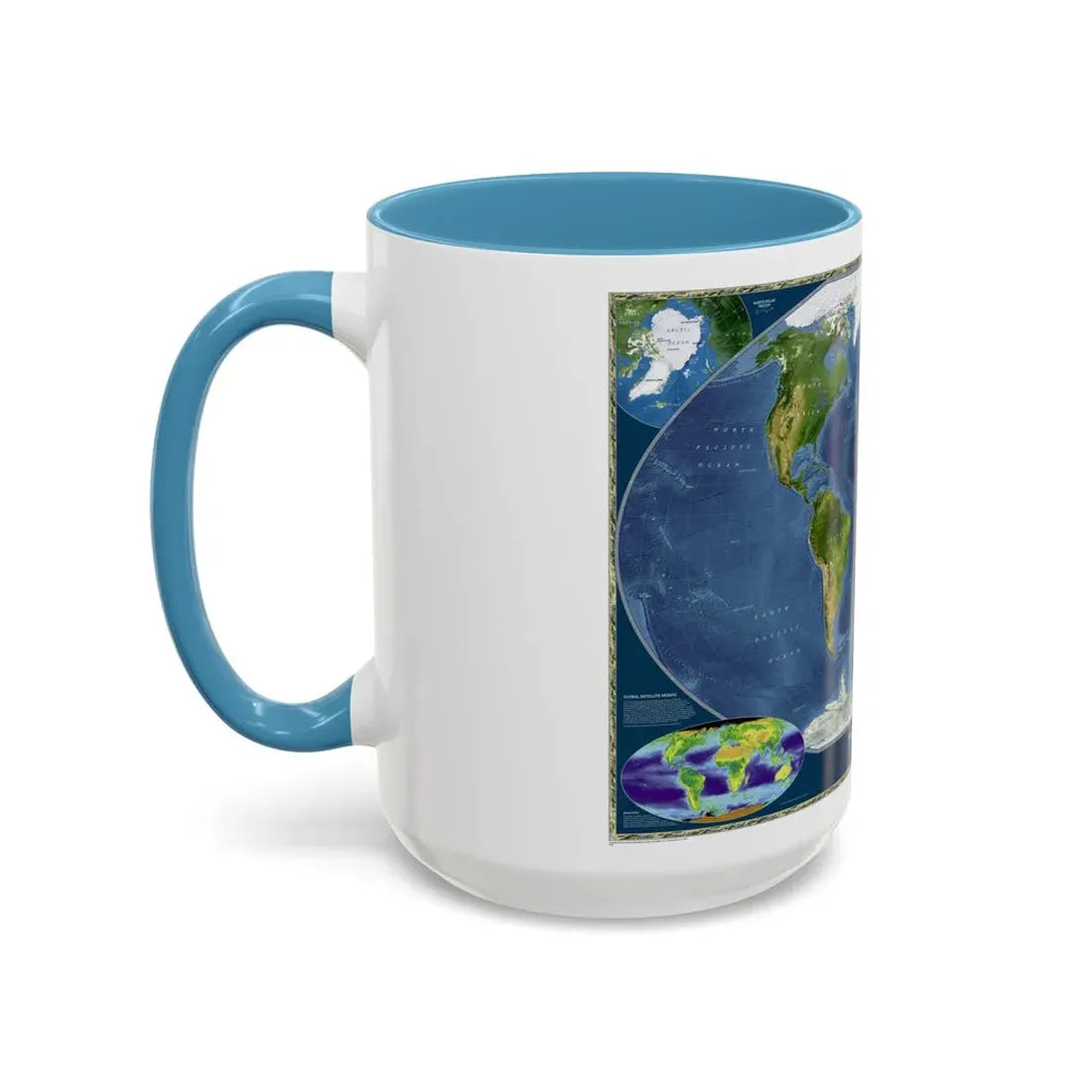 World Map - Satellite (2001) (Map) Accent Coffee Mug - Go Mug Yourself