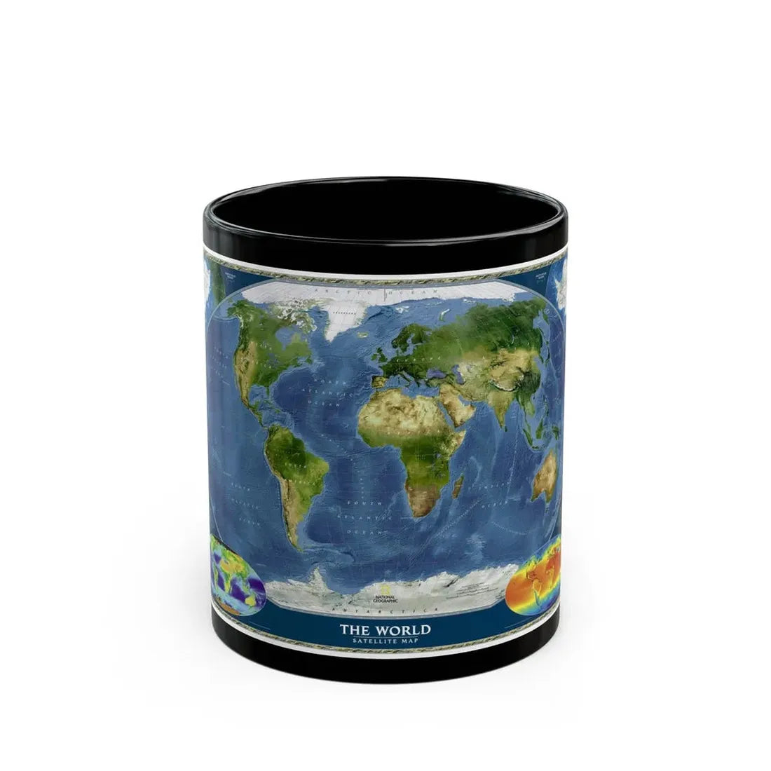 World Map - Satellite (2001) (Map) Black Coffee Mug 11oz - Go Mug Yourself