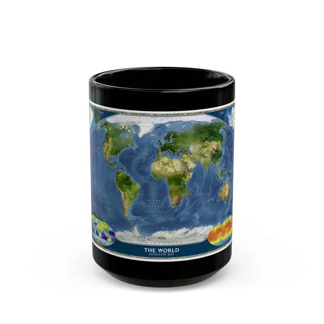 World Map - Satellite (2001) (Map) Black Coffee Mug 15oz - Go Mug Yourself