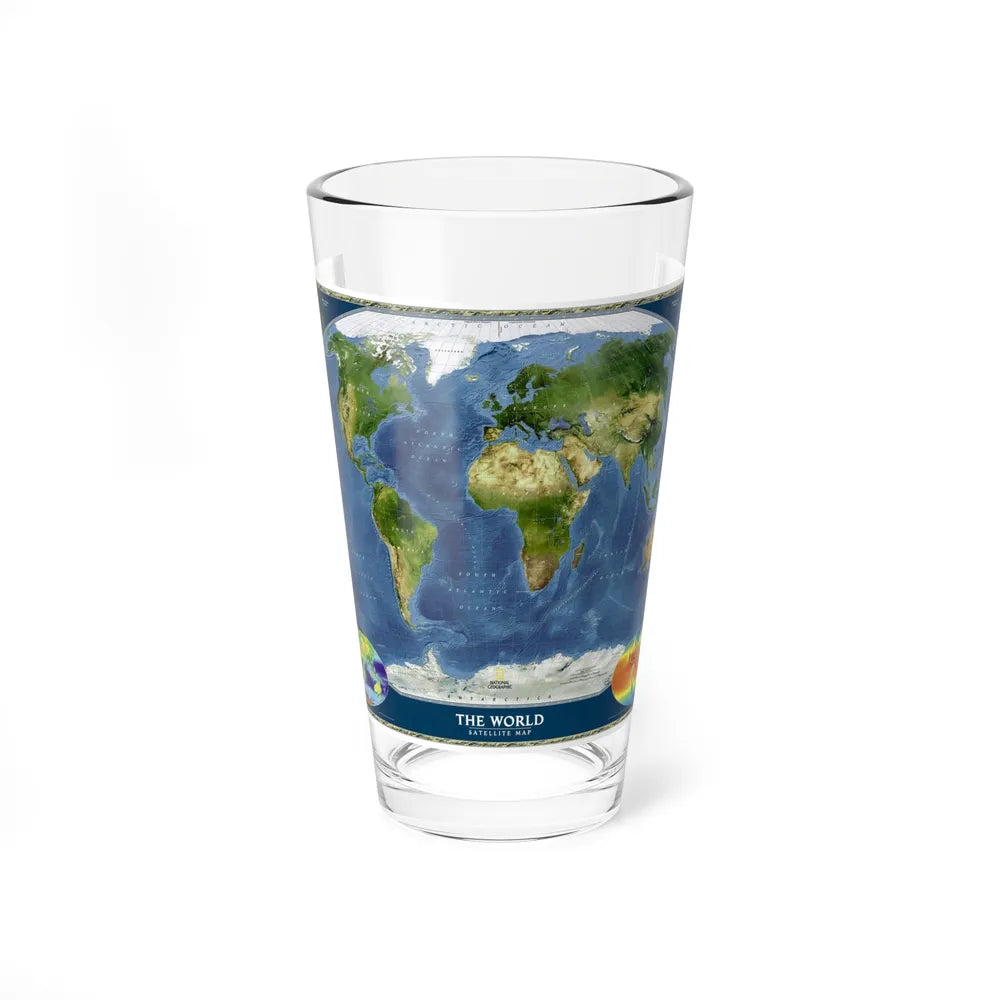 World Map - Satellite (2001) (Map) Pint Glass 16oz-16oz-Go Mug Yourself