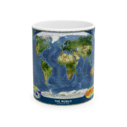 World Map - Satellite (2001) (Map) White Coffee Mug 11oz - Go Mug Yourself