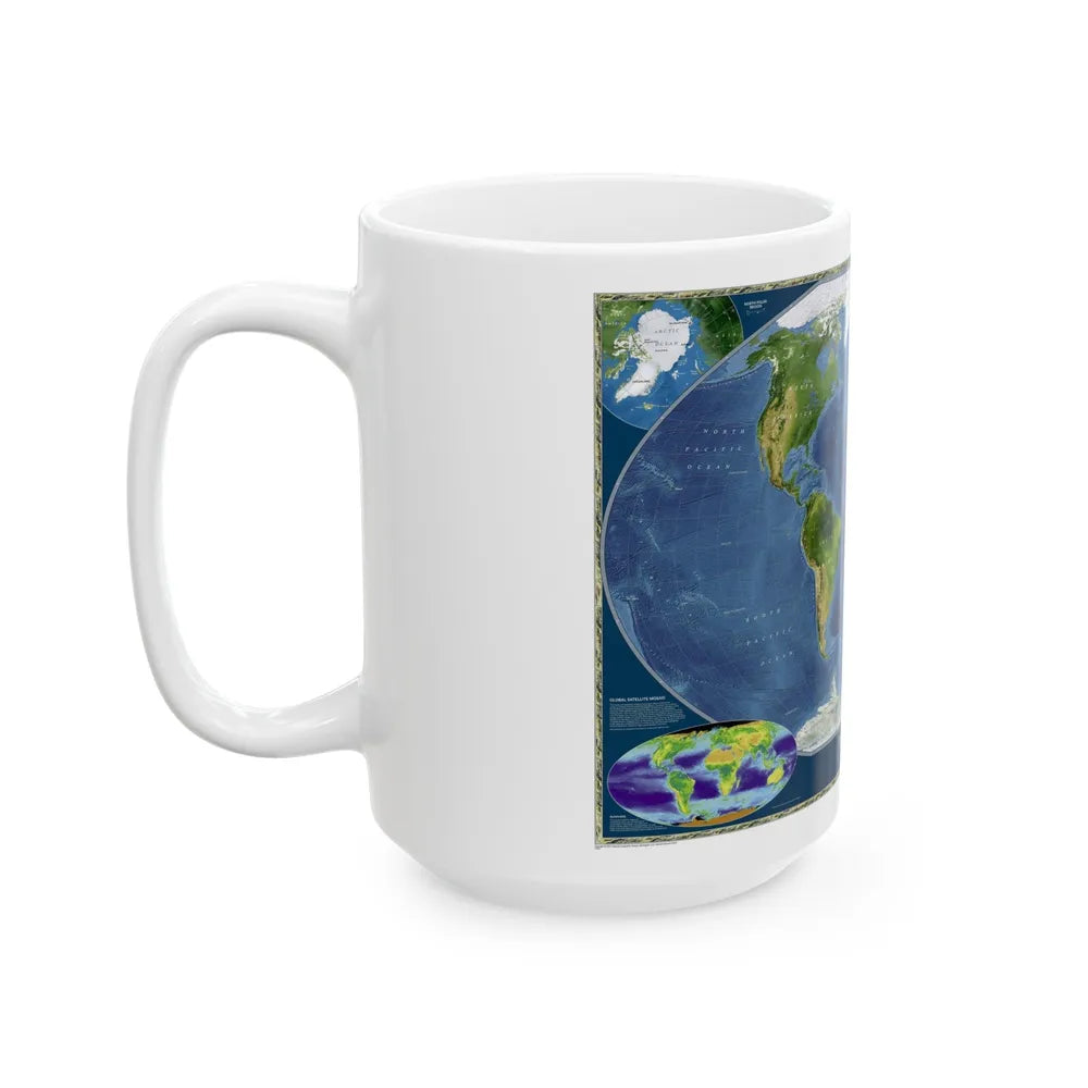 World Map - Satellite (2001) (Map) White Coffee Mug-Go Mug Yourself