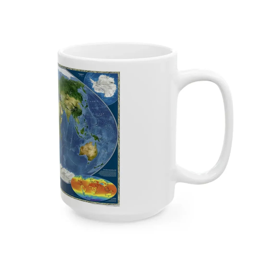 World Map - Satellite (2001) (Map) White Coffee Mug - Go Mug Yourself