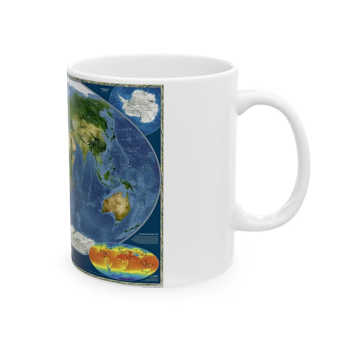World Map - Satellite (2001) (Map) White Coffee Mug - Go Mug Yourself