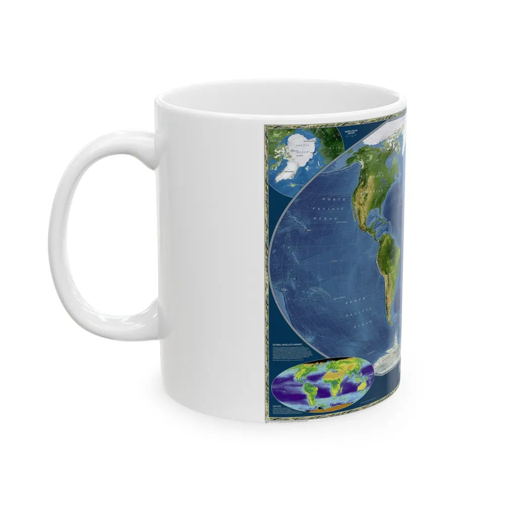 World Map - Satellite (2001) (Map) White Coffee Mug-Go Mug Yourself