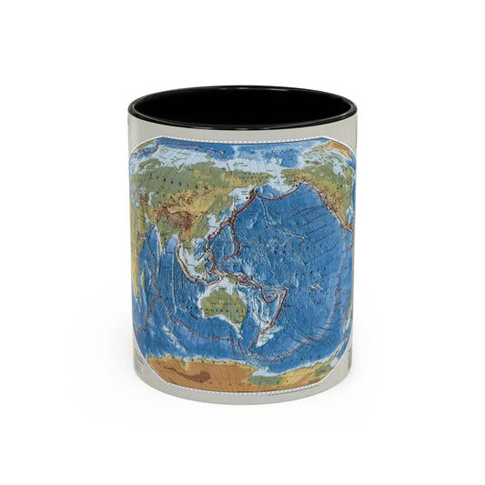 World Map - Tectonic Plates (1999) (Map) Accent Coffee Mug 11oz Black - Go Mug Yourself