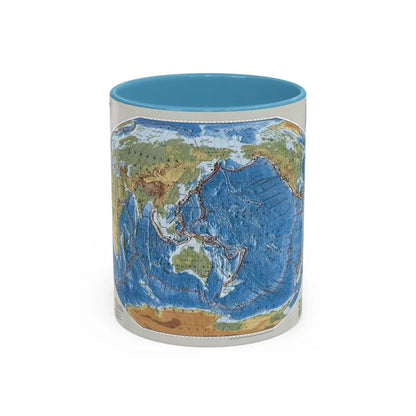 World Map - Tectonic Plates (1999) (Map) Accent Coffee Mug 11oz Light Blue - Go Mug Yourself